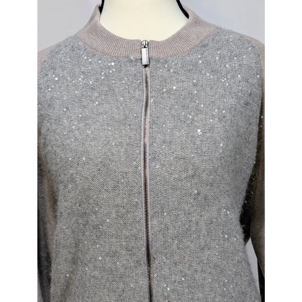 Fabiana Filippi Wool Cashmere Silk Sequin Cardigan Zip Front IT44 Small Italy - Picture 4 of 13